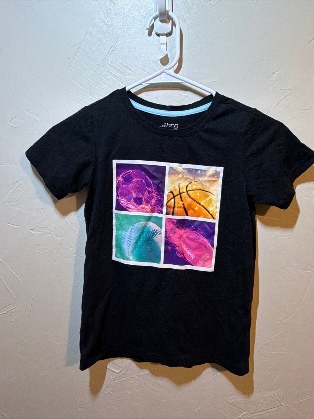 BCG Boys Size 7 Black Sports Graphic T-Shirt